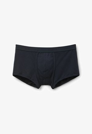 Zwarte boxershorts voor mannen van zacht, rekbaar materiaal, met een strakke pasvorm, verticale naad aan de voorkant en een tailleband met de merknaam.