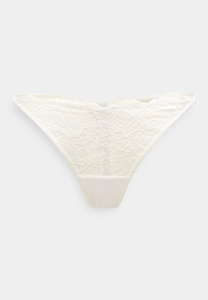 Kanten string in ivoor met bloemmotieven, een zachte stoffen textuur en een soepele tailleband voor comfort.