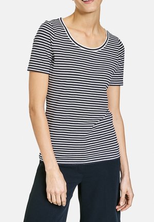 Print T-shirt - blau ecru weiss ringel