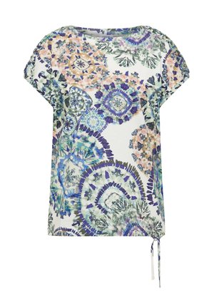 Cecil, KURZARM SHIRT MIT BOAT NECK UND RAFFUNG - T-Shirt print - vanilla white
