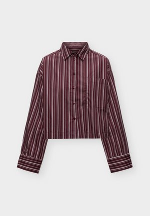 Selected, SLWASTHA CROPPED BOXY - Πουκαμίσα με κουμπιά - tawny port/winsome orchid