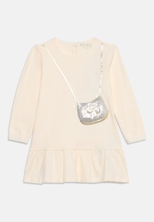Guess, TODDLER KIDS INTERLOCK DRESS FRILL - Трикотажна рокля - cream white