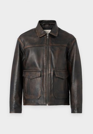 Jack & Jones PREMIUM JPRCCWALLACE  - Kožnata jakna - brown stone