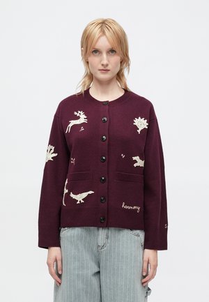 MIKA APPLIQUE CARDIGAN  - Vesta na kopčanje - burgundy