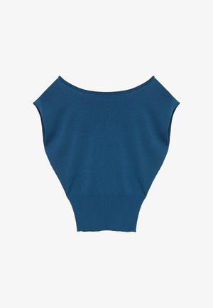 PULL&BEAR, ASYMMETRIC SHORT SLEEVE - JUMPER - T-shirt print - dark blue