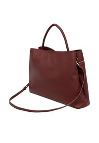 Borsa a tracolla in pelle color mogano con finitura strutturata, due manici superiori e tracolla regolabile. Dispone di un compartimento con cerniera per l'accesso.