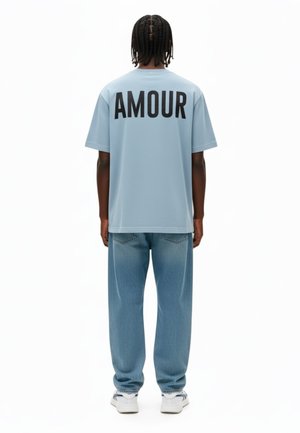 AMOURTEXT BACK HEAVYWEIGHT - T-shirt con stampa - washed blue