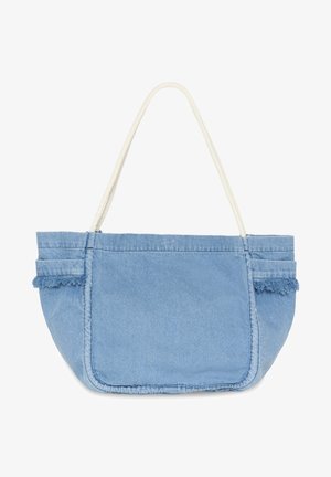 Helehall sinine teksariidest kandekott narmastega servadega ja ühe valge nöörkäepidemega, mis on tipus kinnitatud.