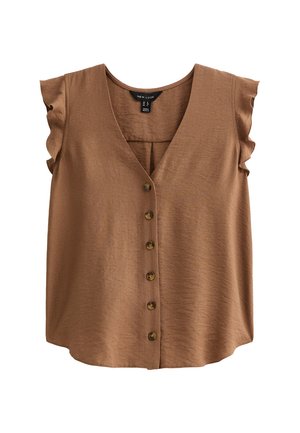 New Look RUFFLE TRIM BUTTON UP - Blouse - rust