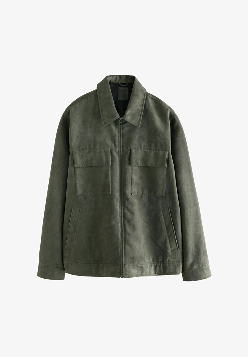 Next COLLARED SHACKET - REGULAR FIT - Imitatieleren jas - green