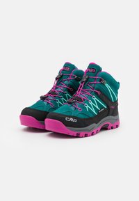 CMP KIDS RIGEL MID TREKKING SHOES WP UNISEX - Pohodniški čevlji - lake/pink fluo