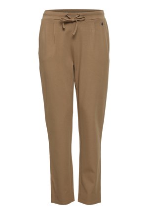 Brūni, elastīgi jostasvārki ar auklu, sašaurinātiem piedurkņu galiem un sānu kabatām. Mīksta tekstūra, minimālistiska dizaina akcenti, piemēroti ikdienas valkāšanai.