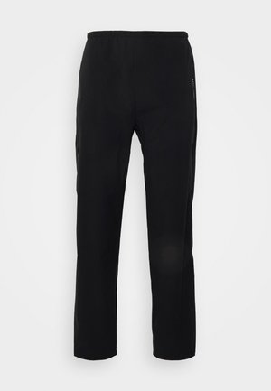 Schwarze Hose mit geradem Schnitt, elastischem Bund, zwei Seitentaschen und glatter Textur, die für Komfort und Bewegungsfreiheit ausgelegt ist.