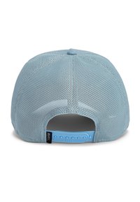 Light blue mesh baseball cap with a snapback closure and a central top button. Features a black tag with "GOORIN BROS." detail.