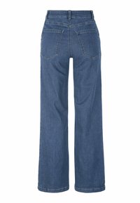 Hoge taille wijde jeans in blauwe denim, met twee achterzakken en een rechte snit met een schone zoom.