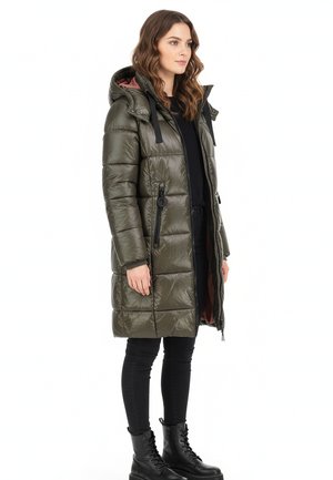 LANGE JACKE MIT KAPUZE UND REISSVERSCHLUSS FÜR KALTE TAGE - Wintermantel - grün