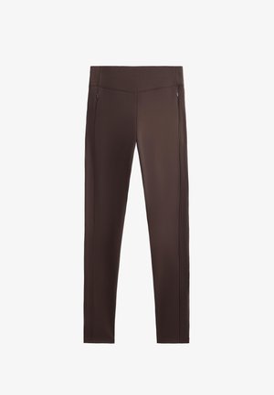 OYSHO WARM HIGH-RISE ANKLE-LENGTH LEGGINGS WITH POCKETS - Lauftights - dark brown