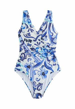 PETITE FIT - WRAP TUMMY CONTROL - Badeanzug - white/blue porcelain