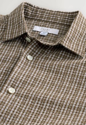 Next REGULAR FIT - SHORT SLEEVE MICRO CHECK - Marškiniai - brown