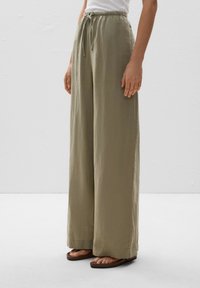 OYSHO - LINEN STRAIGHT-LEG - Nohavice - mottled green Miniatúrny obrázok 1