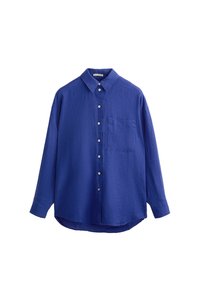 LONG-SLEEVED - Button-down blouse - mottled royal blue