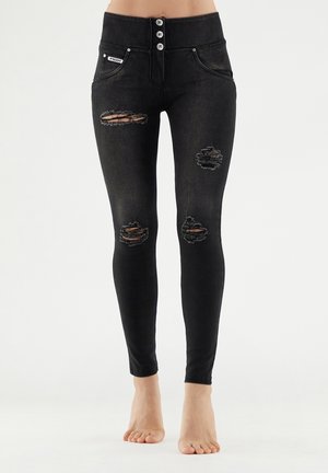 WR UP VITA MEDIA IN  NAVETTA CON STRAPPI - Jeans Skinny Fit - denim nero