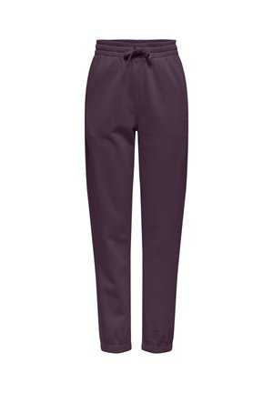 Lila Jogginghosen mit elastischem Bund und Kordelzug. Verjüngtes Design mit gerippten Bündchen. Hergestellt aus weichem, dehnbarem Material.