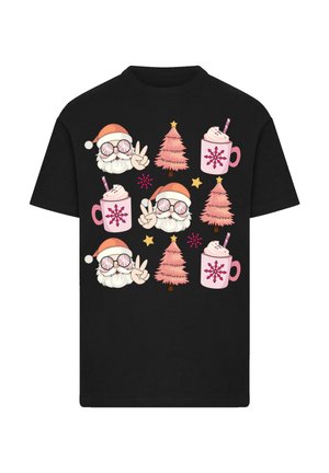HIPPIE SANTA CHRISTMAS TREE COCOA - T-Shirt print - schwarz