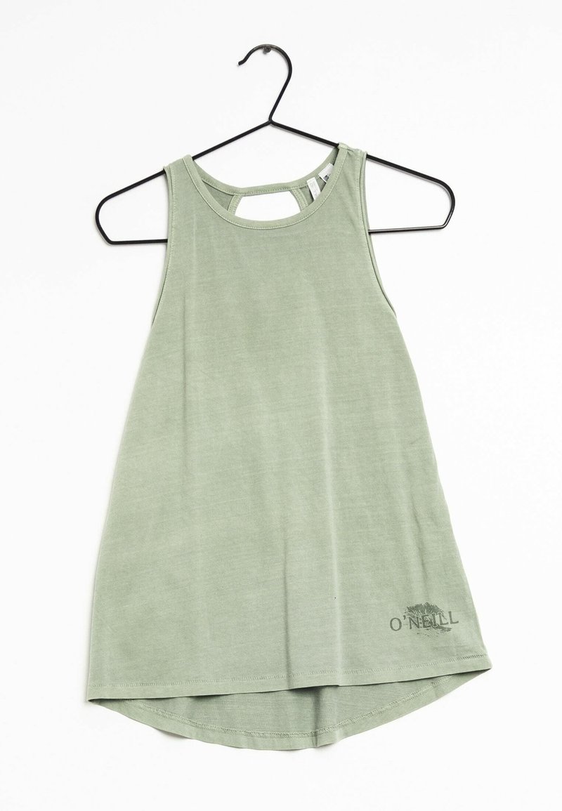 Top tank verde chiaro realizzato in tessuto morbido, con scollatura a girocollo e design a spalla larga, che presenta un orlo leggermente curvo e il logo O'Neill in basso.