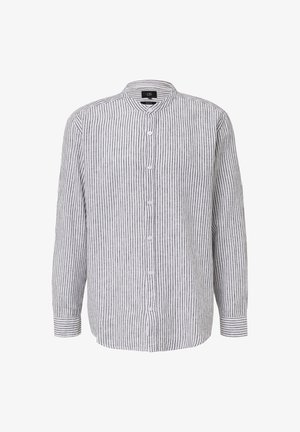 QS, REGULAR FIT GESTREIFTES -MIT KREMPELÄRMELN - Camicia - schwarz