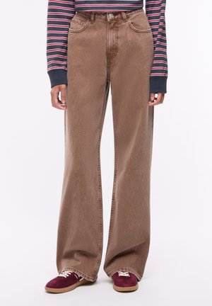 Terranova, PANTALONE JEANS LUNGO TINTA UNITA - Wide Leg - marrone
