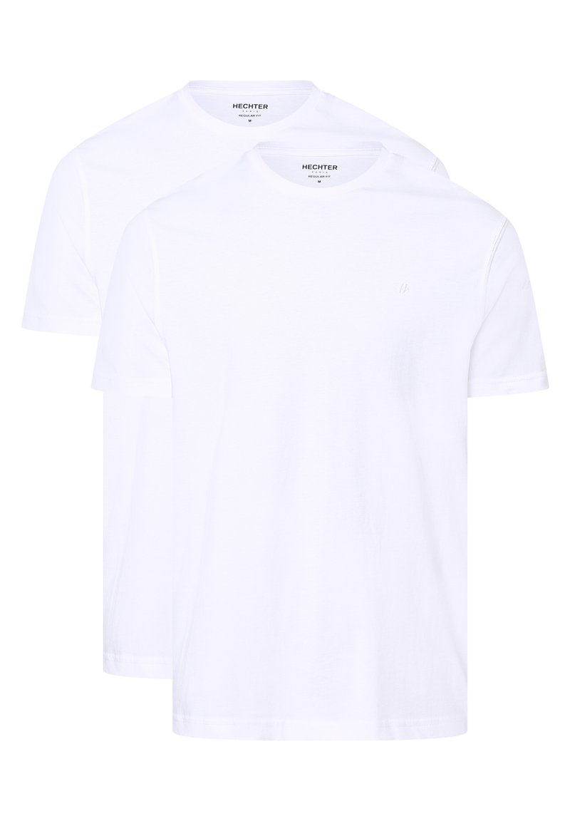 Witte katoenen T-shirts, met een ronde hals, korte mouwen, voorzien van een subtiele logo op de borst, zachte textuur en een standaard pasvorm. Verpakking van twee.
