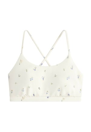 OYSHO, EVERMOVE LIGHT SUPPORT FLORAL PRINT SPORTS BRA - Brassières de sport à maintien léger - white