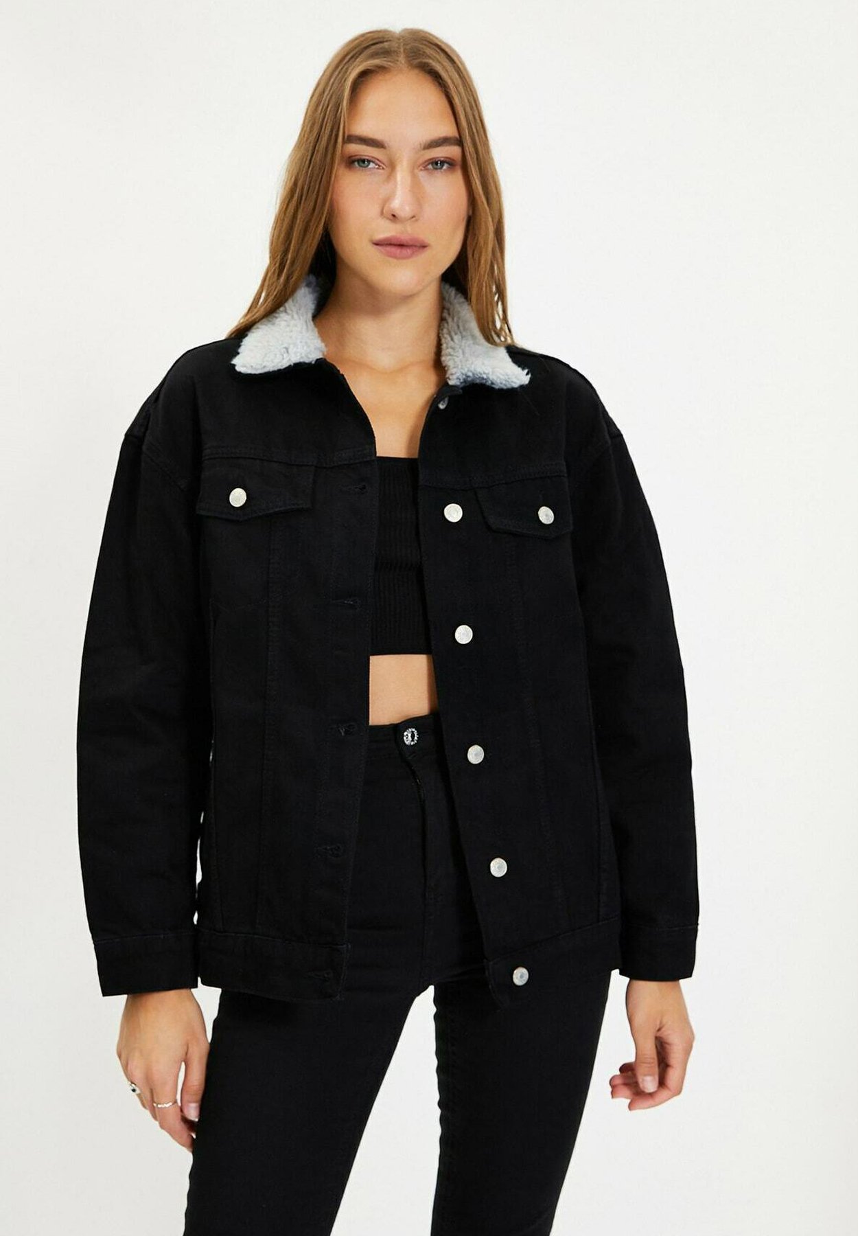Trendyol Denim jacket - black - Zalando.de