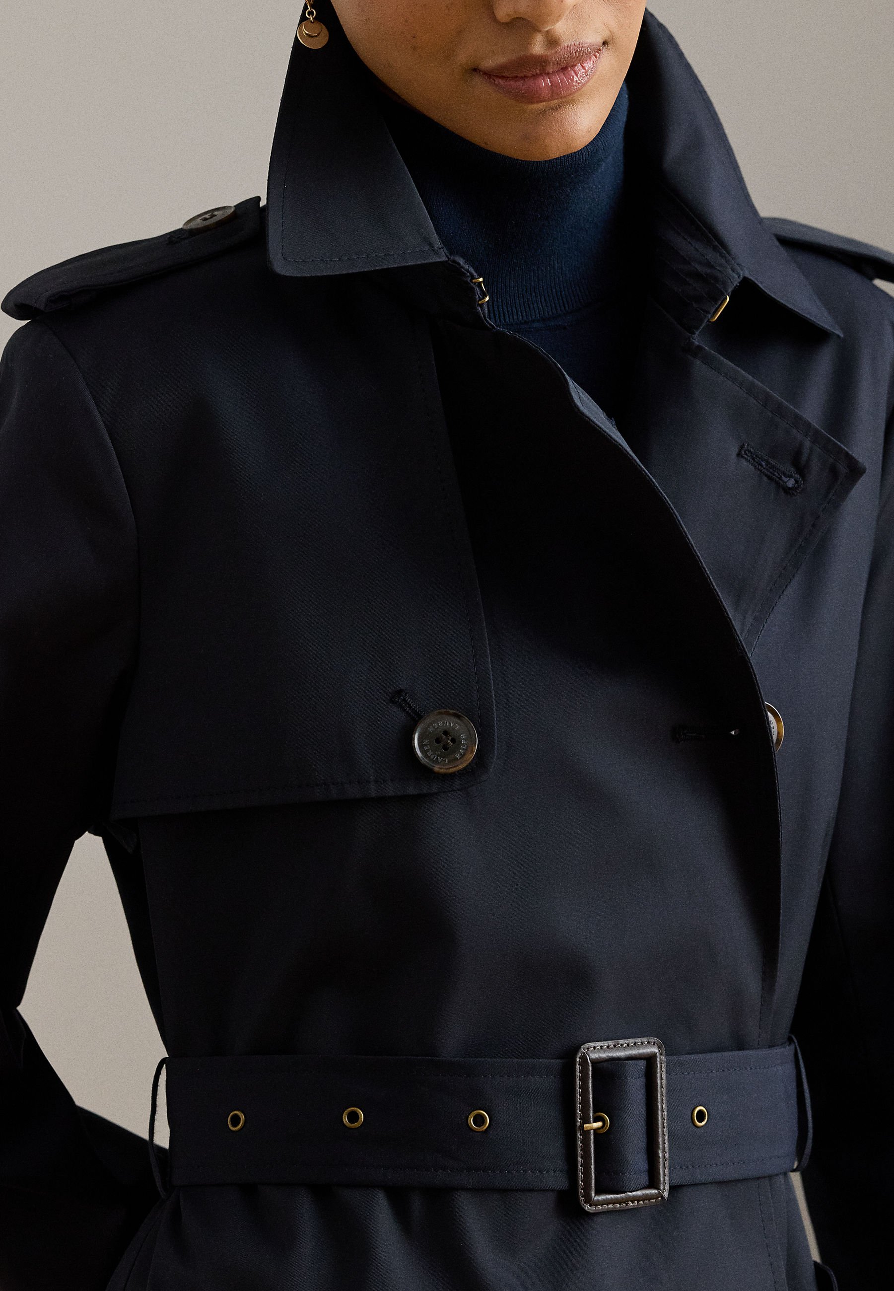 Lauren Ralph Lauren DOUBLE BREASTED COTTON BLEND TRENCH COAT