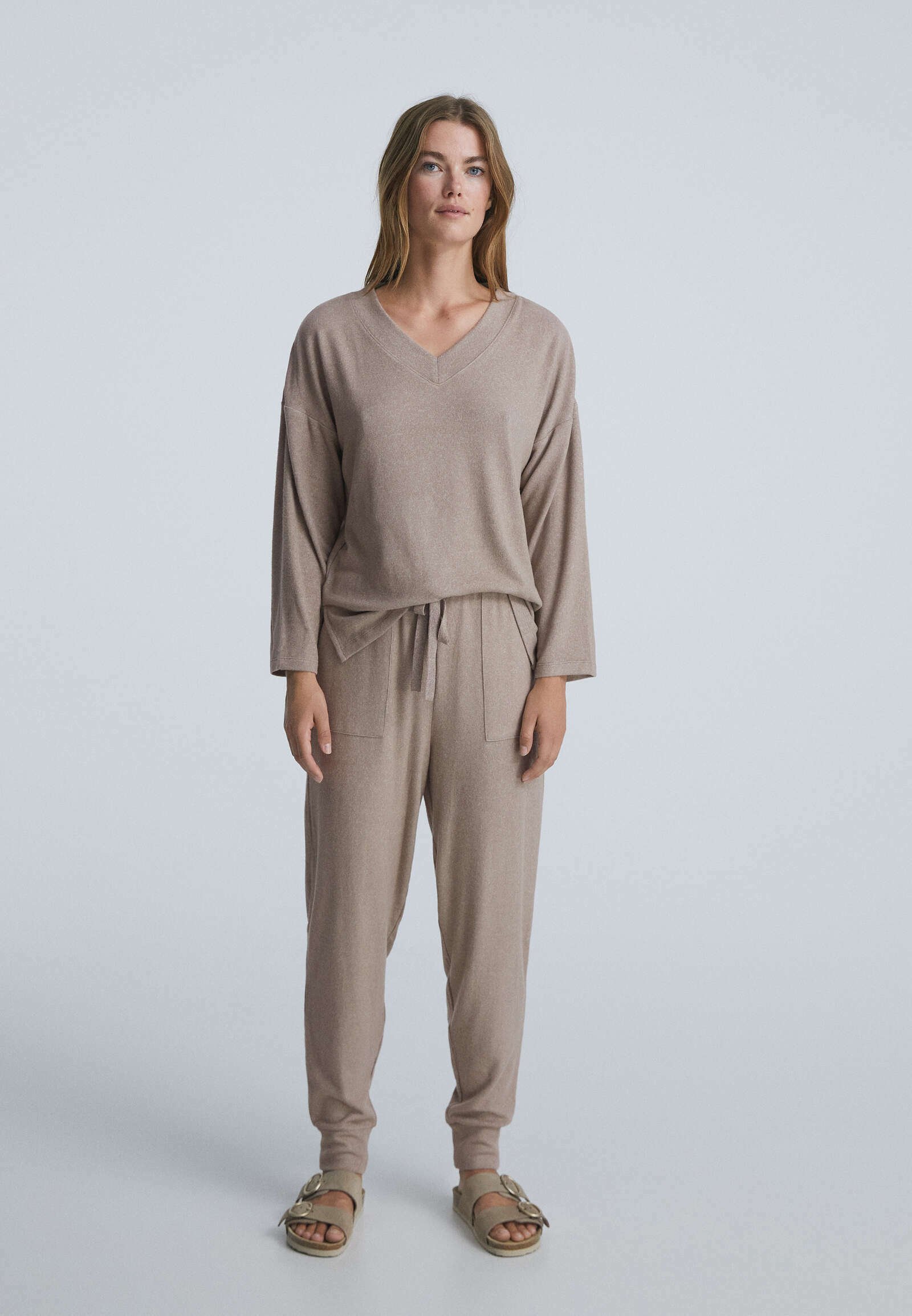 OYSHO SOFT TOUCH LONG-SLEEVED - Maglia del pigiama - brown/marrone -  Zalando.it