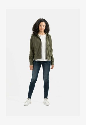 Sweat à capuche zippé - grey olive