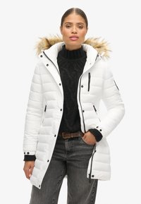 Superdry & Co FUJI HOODED MID LENGTH PUFFER - Cappotto invernale - white