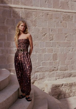 Next, REGULAR FIT - BANDEAU SHIRRED BODY BALLOON LEG JUMPSUIT . - Jumpsuit - brown animal print