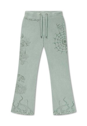 Ed Hardy, WOMENS MULTI TATTOO FLARED ACID WASH JOGGERS - Pantalon de survêtement - green