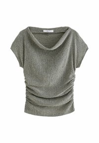 DRAPE COWL NECK TEXTURE - T-Shirt print - grey