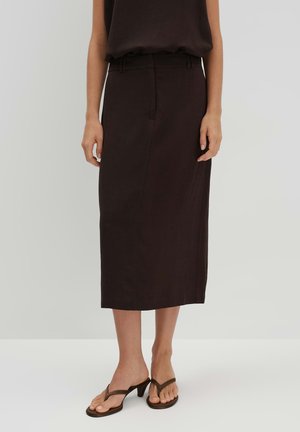 LOOSE FIT SLIT DETAIL - Pencil skirt - dark espresso