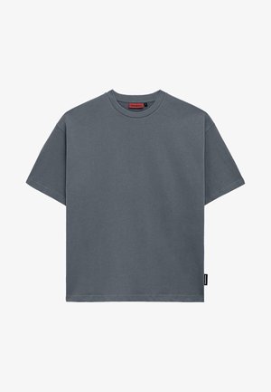 Gray cotton T-shirt with a crew neck, short sleeves, a straight fit, and a small brand tag on the bottom left side.