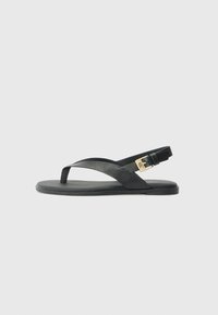 BLOCK THONG FLAT - T-bar sandals - black