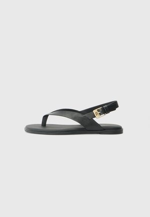 BLOCK THONG FLAT - T-bar sandals - black
