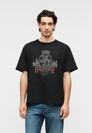 Tommy Hilfiger HERITAGE CREST LOGO TEXTURED JERSEY T-SHIRT - Μπλουζάκι με στάμπα - black