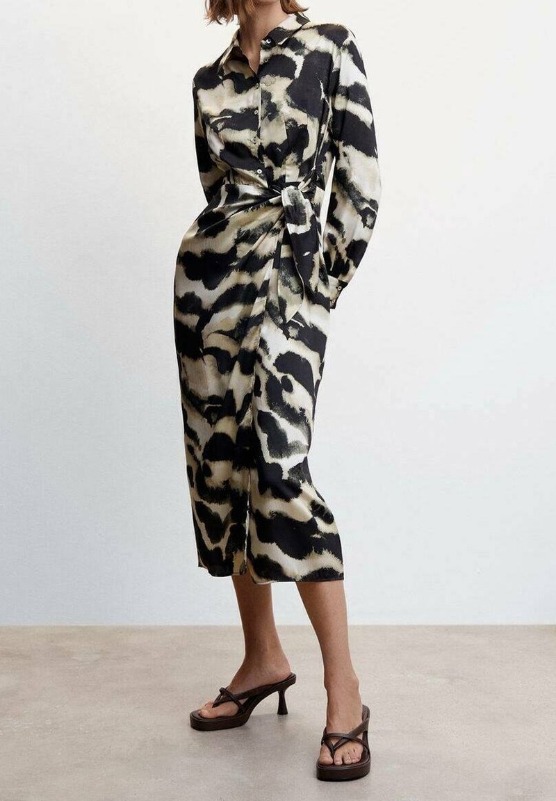 mango silk animal print dress MANGO - Satin animal-print Dress Brown