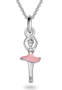 Sølv ballet danser vedhæng med rosa emaljeskørt, der har et detaljeret design og en delikat kæde. Mål cirka 3 cm i højden.