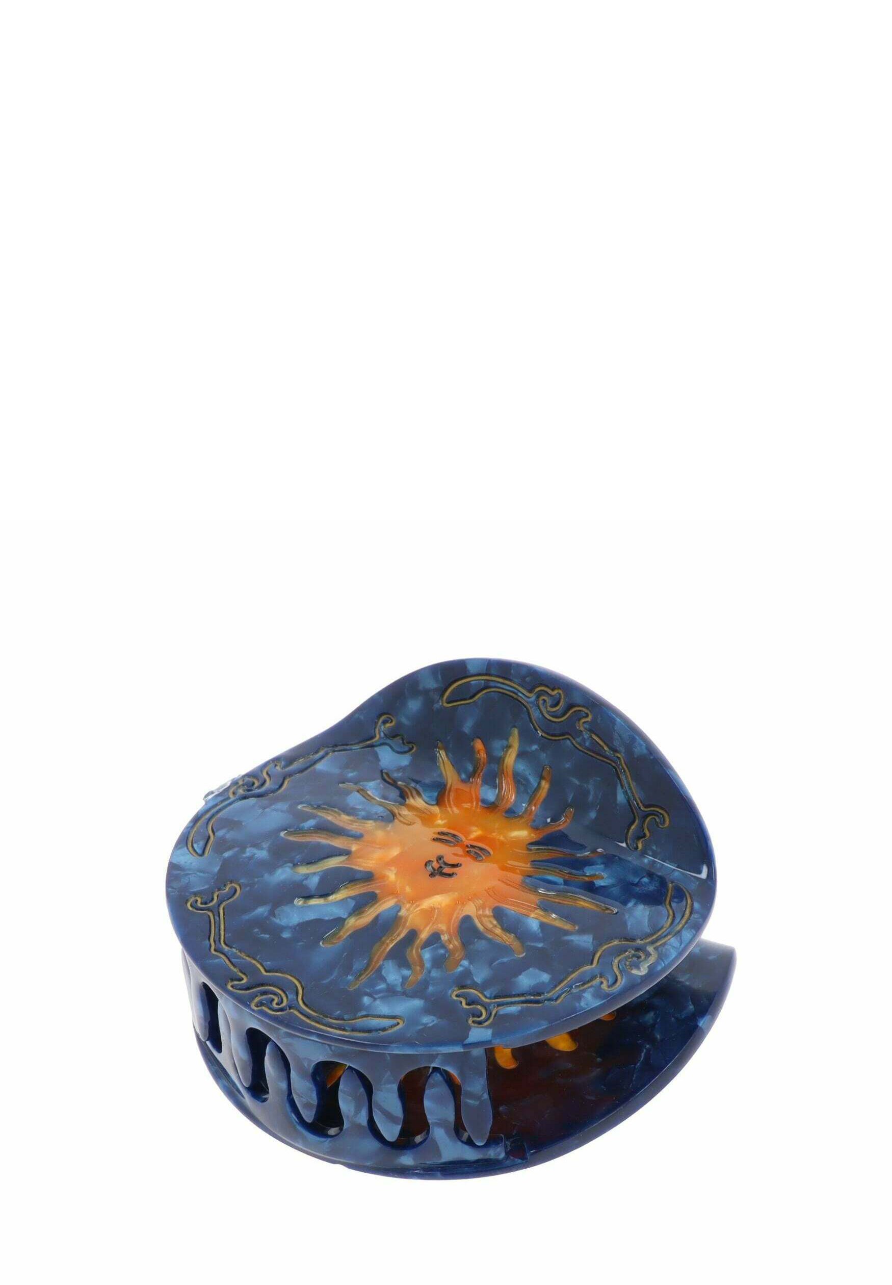 Fermaglio Per Capelli A Fiocco In Cristallo – Finitura Canna Di Fucile, Grigio E Blu Scuro, 80mm, Per Capelli Medi/Spessi