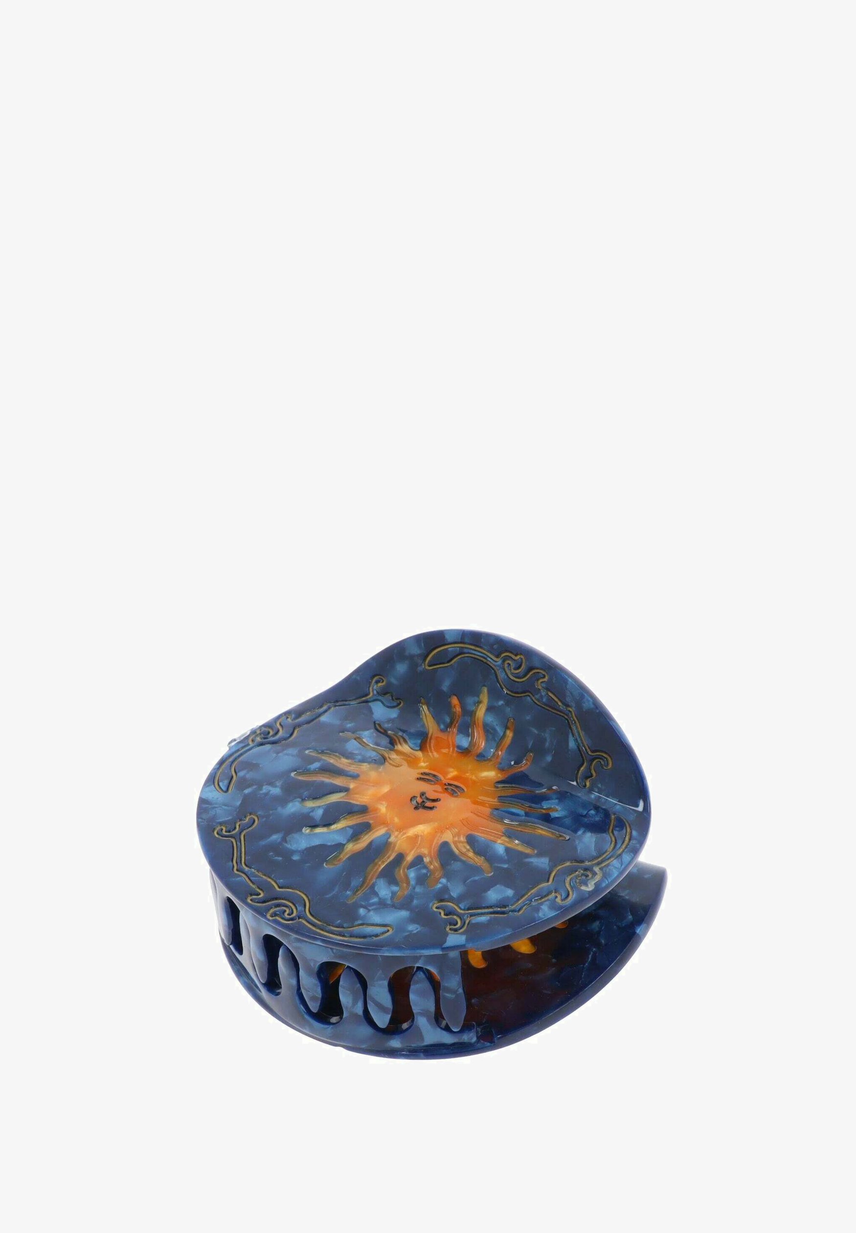 Fermaglio Per Capelli A Fiocco In Cristallo – Finitura Canna Di Fucile, Grigio E Blu Scuro, 80mm, Per Capelli Medi/Spessi